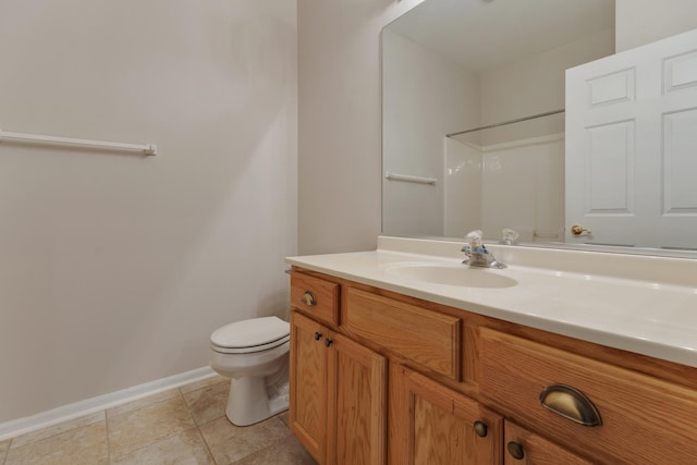 5261 Pebble Ln, Crystal Lake, IL 60012 - full bathroom with vanity, toilet, baseboards, and a shower