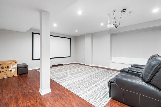 24723 W Champion Dr, Plainfield, IL 60585 - cinema with recessed lighting, wood finished floors, and baseboards