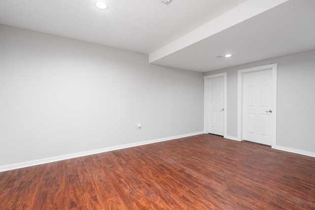 24723 W Champion Dr, Plainfield, IL 60585 - finished below grade area featuring dark wood finished floors, recessed lighting, and baseboards