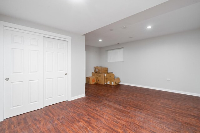 24723 W Champion Dr, Plainfield, IL 60585 - basement with baseboards, wood finished floors, and recessed lighting