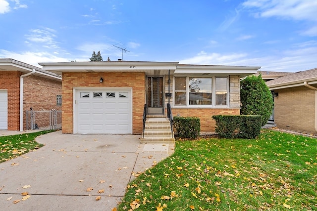 4945 N Neva Ave, Chicago, IL 60656 - view of front of property with driveway, an attached garage, brick siding, and a gate