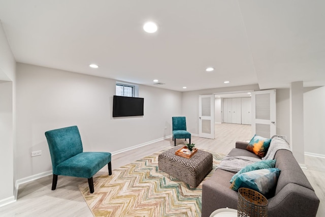 4945 N Neva Ave, Chicago, IL 60656 - living room with light wood finished floors, recessed lighting, and baseboards