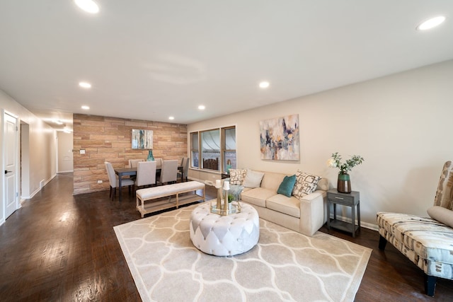 4945 N Neva Ave, Chicago, IL 60656 - living area with dark wood-style floors, recessed lighting, and baseboards
