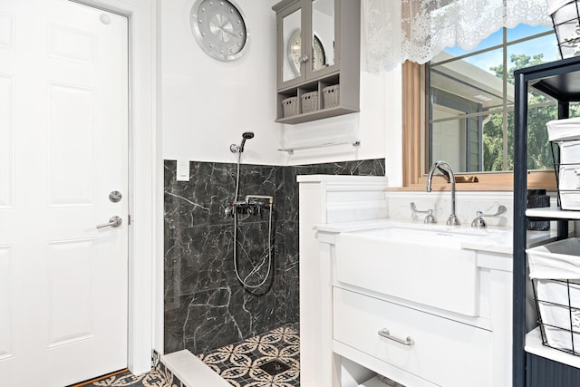 14240 W Forest Dr, Lake Forest, IL 60045 - bathroom featuring a marble finish shower and vanity