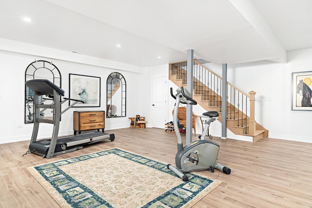 14240 W Forest Dr, Lake Forest, IL 60045 - exercise area with wood finished floors, baseboards, and recessed lighting