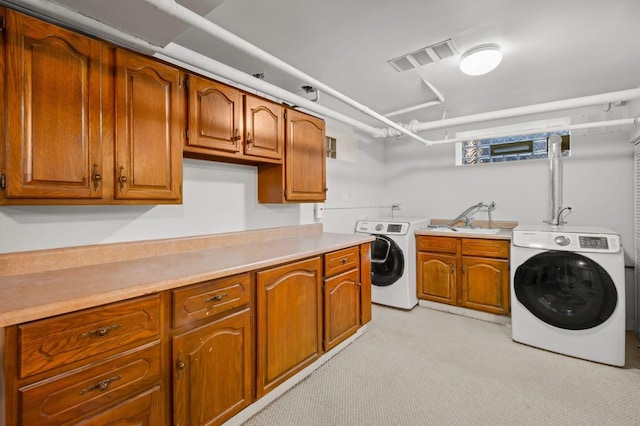 11200 S Longwood Dr, Chicago, IL 60643 - washroom with cabinet space, light colored carpet, and washer and dryer