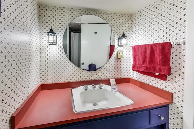 266 S Warrington Rd, Des Plaines, IL 60016 - bathroom featuring vanity and wallpapered walls