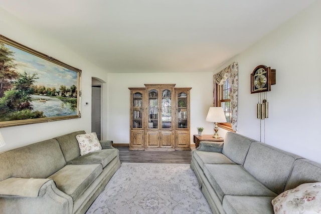 266 S Warrington Rd, Des Plaines, IL 60016 - living area with arched walkways and wood finished floors