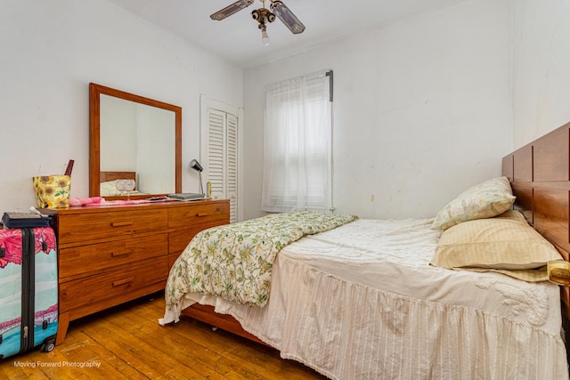 1508 N Massasoit Ave, Chicago, IL 60651 - bedroom with hardwood / wood-style floors and ceiling fan