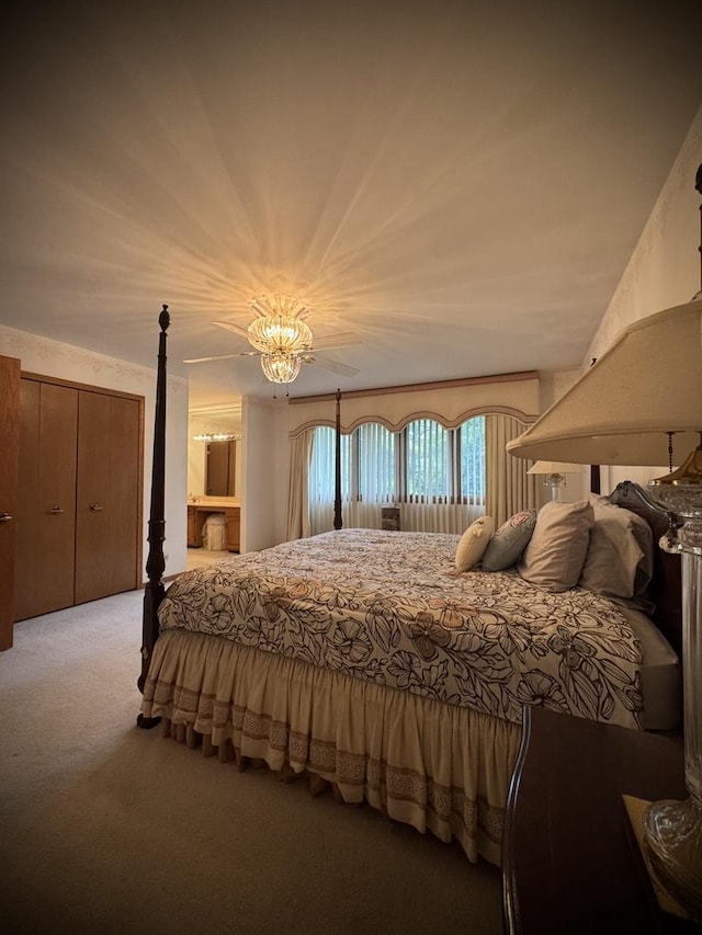 3006 Hawthorne Ln, Hazel Crest, IL 60429 - carpeted bedroom with a chandelier and ensuite bath