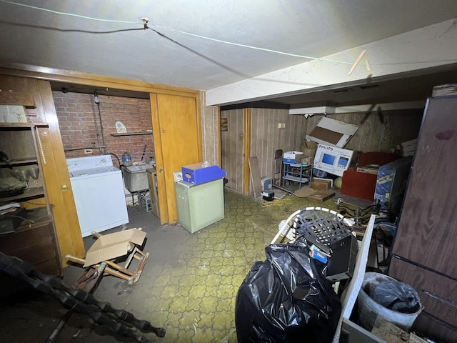 11115 S S Ave L, Chicago, IL 60617 - finished basement with washer / clothes dryer, tile patterned floors, and wooden walls
