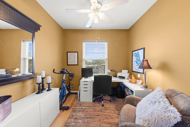 5054 N Troy St Unit 3, Chicago, IL 60625 - office area with light wood finished floors and ceiling fan