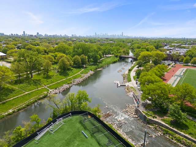 5054 N Troy St Unit 3, Chicago, IL 60625 - bird's eye view of city skyline, a nearby body of water, and a tree filled landscape