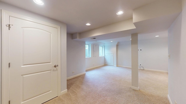 16158 Hillcrest Cir, Orland Park, IL 60467 - basement with light carpet and recessed lighting