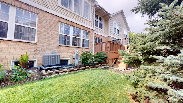 16158 Hillcrest Cir, Orland Park, IL 60467 - view of grassy yard with a deck and stairway