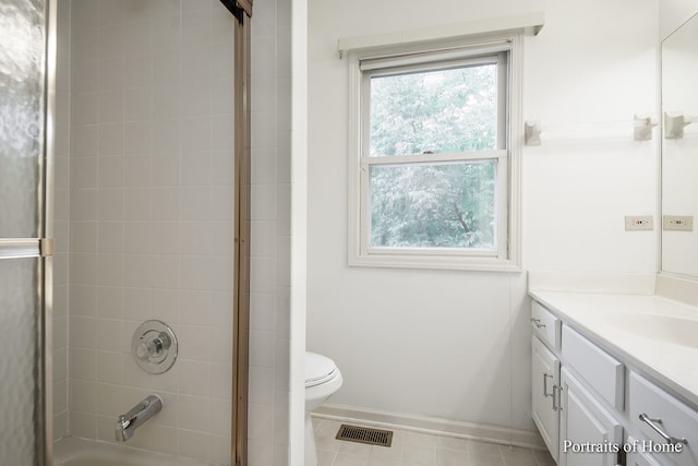 2755 Newport Dr, Naperville, IL 60565 - bathroom with vanity, bath / shower combo with glass door, and tile patterned floors