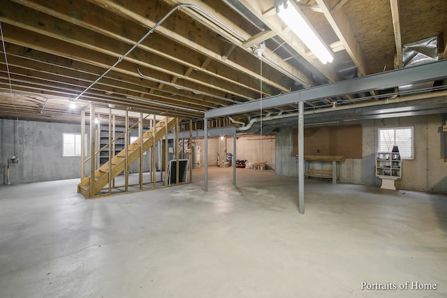 2755 Newport Dr, Naperville, IL 60565 - basement with water heater and stairway
