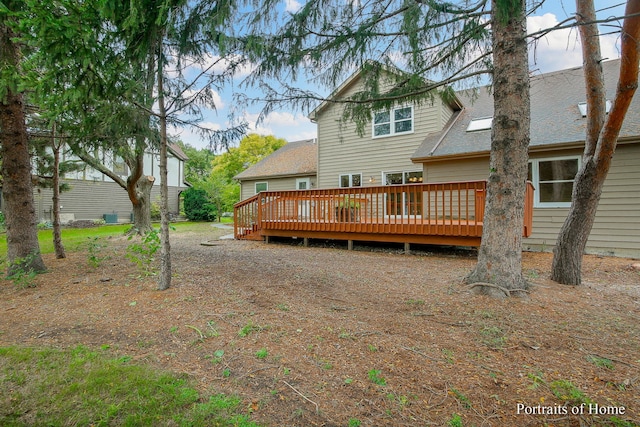 2755 Newport Dr, Naperville, IL 60565 - rear view of house with a wooden deck and roof with shingles