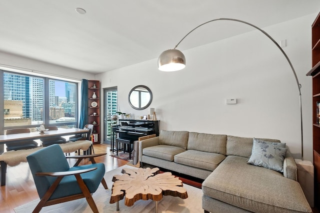 130 N Garland Ct Unit 2406, Chicago, IL 60602 - living room featuring wood finished floors and built in shelves