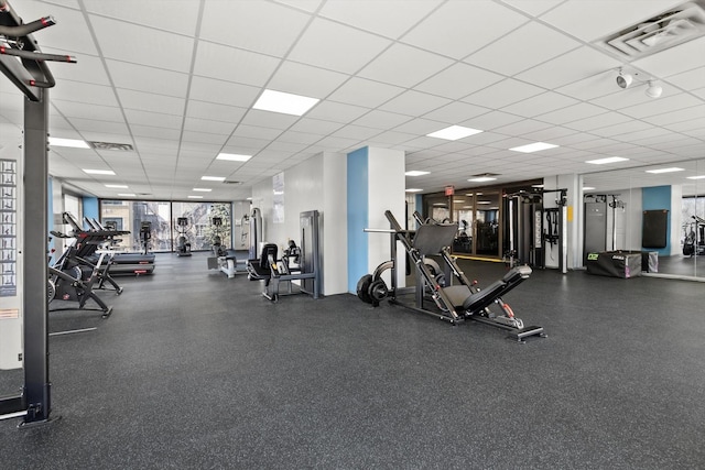 4343 N Clarendon Ave Unit 1301, Chicago, IL 60613 - workout area featuring a drop ceiling