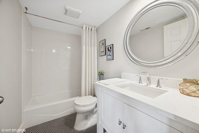 17 N Madison Ave Unit 4, La Grange, IL 60525 - bathroom with vanity, toilet, shower / bath combo, and tile patterned floors