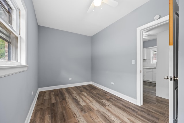 8425 S Essex Ave, Chicago, IL 60617 - spare room with a ceiling fan, wood finished floors, healthy amount of natural light, and baseboards