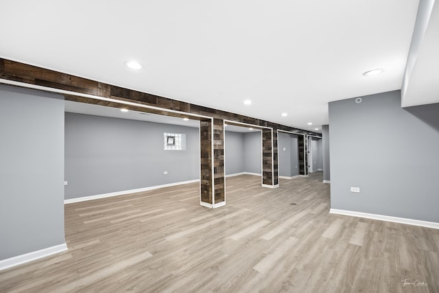 8425 S Essex Ave, Chicago, IL 60617 - finished below grade area with light wood finished floors, baseboards, and recessed lighting