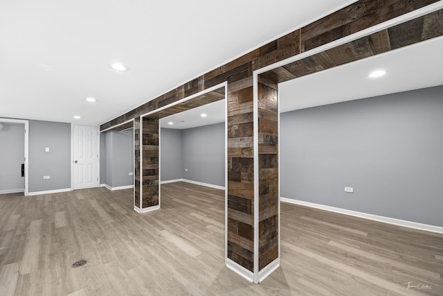8425 S Essex Ave, Chicago, IL 60617 - finished below grade area with wood finished floors, baseboards, and recessed lighting