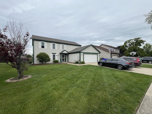1557 Scottdale Cir, Wheaton, IL 60189 - view of front of property featuring concrete driveway, an attached garage, and a front yard