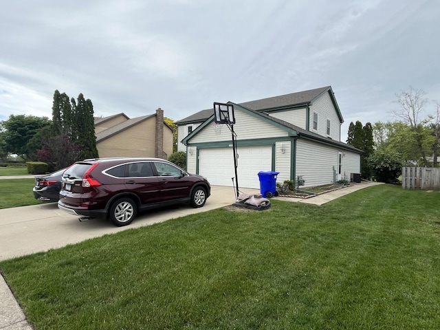 1557 Scottdale Cir, Wheaton, IL 60189 - view of home's exterior featuring central AC unit, driveway, and an attached garage