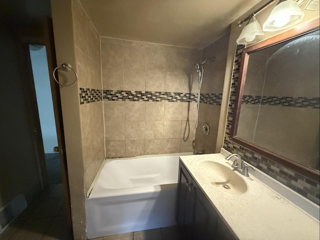 705 Campbell St, Joliet, IL 60435 - full bath featuring tile patterned floors, vanity, and shower / washtub combination
