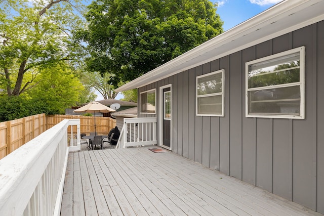 300 N 3rd St, Elburn, IL 60119 - wooden deck featuring outdoor dining area
