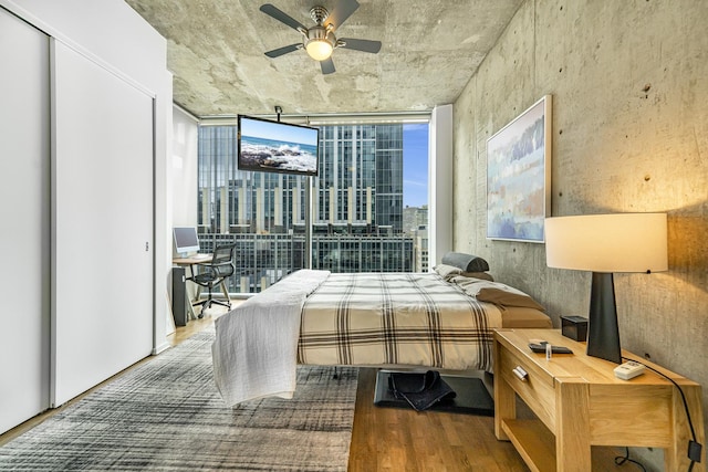 600 N Fairbanks Ct Unit 2503, Chicago, IL 60611 - bedroom featuring wood finished floors and a wall of windows