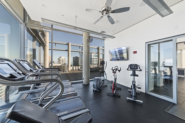 600 N Fairbanks Ct Unit 2503, Chicago, IL 60611 - workout area featuring ceiling fan