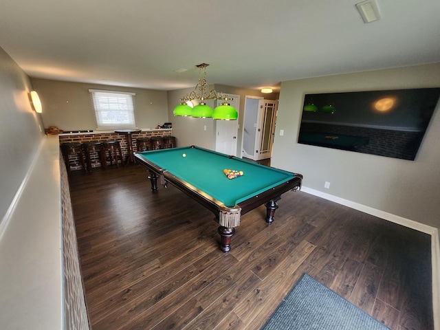 271 E Cleburne Ave, Bartlett, IL 60103 - rec room featuring billiards, wood finished floors, a dry bar, and baseboards