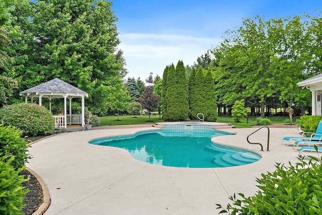 10731 Somonauk Rd, Hinckley, IL 60520 - swimming pool featuring a gazebo, a patio, and view of scattered trees