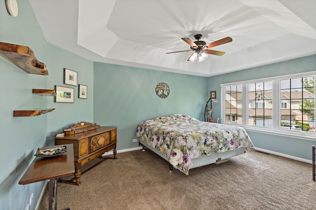 18120 Waterside Cir Unit 18120, Orland Park, IL 60467 - carpeted bedroom with a raised ceiling and a ceiling fan