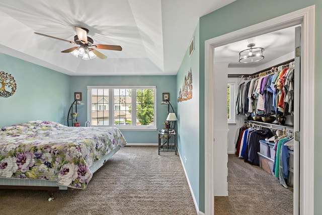 18120 Waterside Cir Unit 18120, Orland Park, IL 60467 - bedroom with carpet floors, a raised ceiling, and ceiling fan