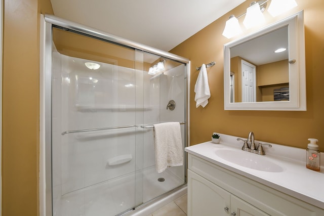 1068 Big Eagle Trl, Carol Stream, IL 60188 - full bathroom featuring a stall shower, vanity, and tile patterned floors