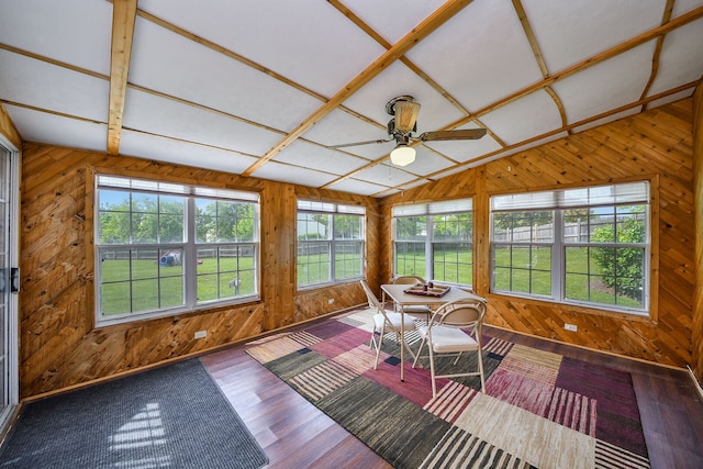 1068 Big Eagle Trl, Carol Stream, IL 60188 - sunroom with wooden walls, plenty of natural light, wood finished floors, and a wooden deck