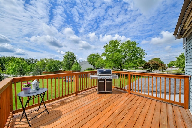 1068 Big Eagle Trl, Carol Stream, IL 60188 - wooden terrace with grilling area and a lawn
