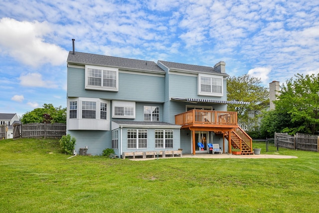 1068 Big Eagle Trl, Carol Stream, IL 60188 - rear view of property featuring a deck, stairs, a patio, and a chimney