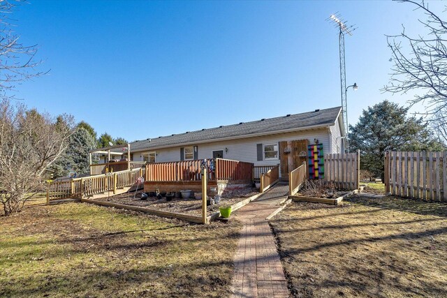 4461 N Il State Route 23, Leland, IL 60531 - rear view of property with a wooden deck