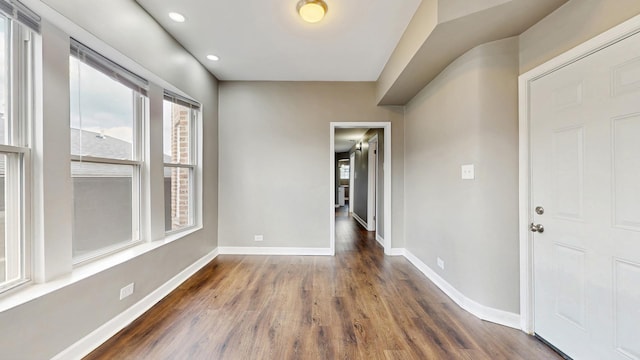 6347 S Drexel Ave, Chicago, IL 60637 - unfurnished room with dark wood-type flooring, baseboards, and recessed lighting