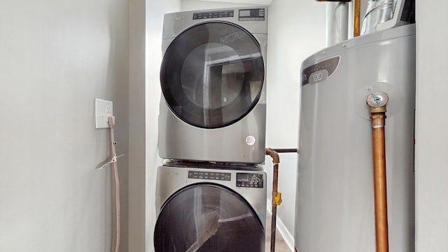 6347 S Drexel Ave, Chicago, IL 60637 - washroom with stacked washer / dryer and water heater
