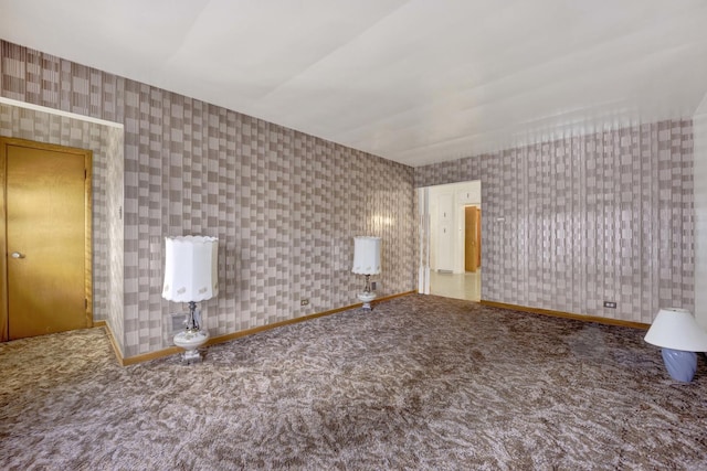 5548 S Kedvale Ave, Chicago, IL 60629 - carpeted empty room featuring wallpapered walls and baseboards