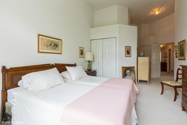 645 Concord Way Unit 645, Prospect Heights, IL 60070 - bedroom with light colored carpet, a towering ceiling, and a closet