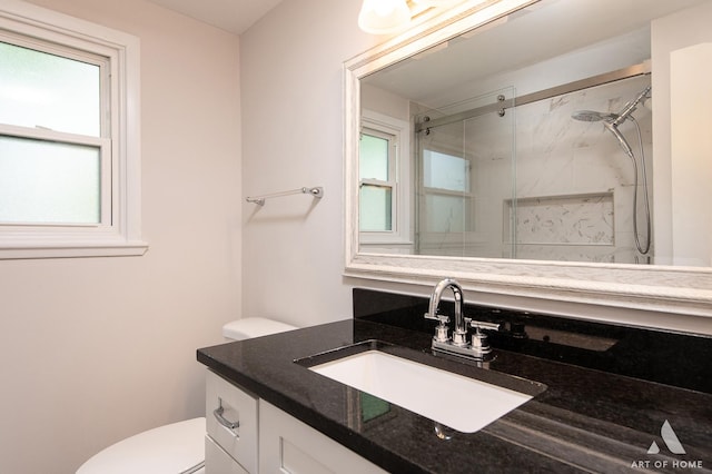 5700 Grange Ave, Oak Forest, IL 60452 - bathroom featuring plenty of natural light, vanity, toilet, and a shower stall