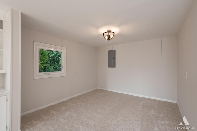 5700 Grange Ave, Oak Forest, IL 60452 - spare room featuring electric panel, light colored carpet, and baseboards