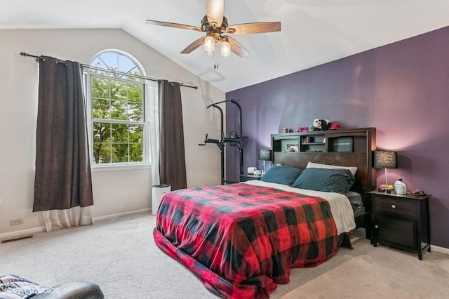 1063 Ridgefield Cir, Carol Stream, IL 60188 - carpeted bedroom with lofted ceiling, baseboards, and a ceiling fan